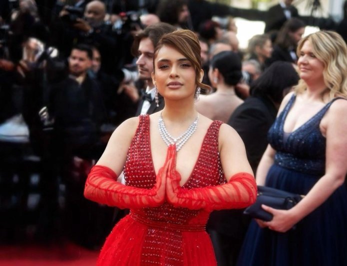 Neha Malik’s Bold Red Look Makes a Powerful Debut at 78th Cannes Film Festival
