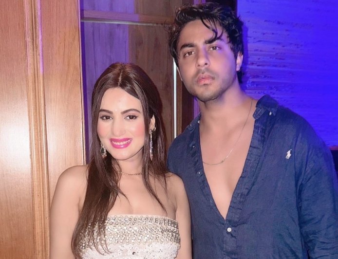 Actress Anusmriti Sarkar Poses with Aryan Khan at Vedant Birla and Tejal Kulkarni’s Wedding Reception